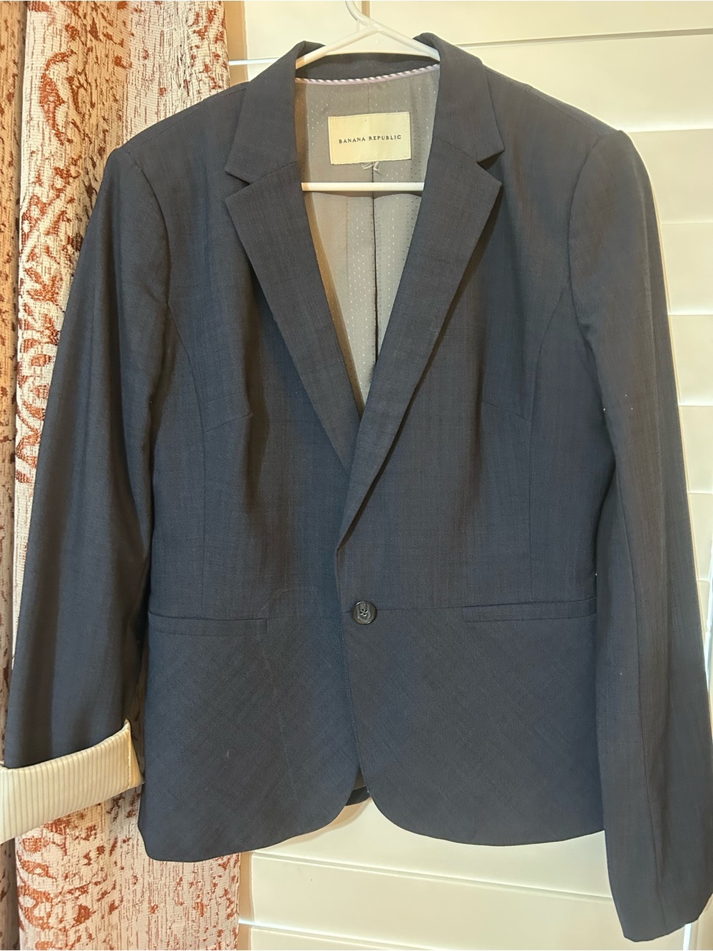 Banana Republic Men's Dark Navy Single-Button Blazer